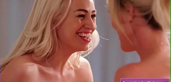  Amazing busty blonde lesbians Brandi Love, Lyra Law finger each other and eating pussy until they cum